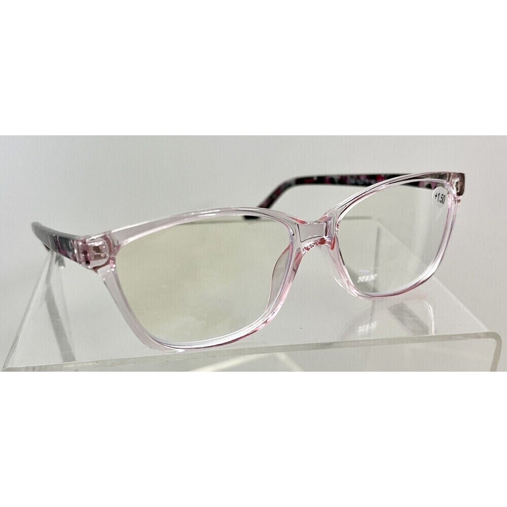 Przene 2 Pack Blue Light Blocking Glasses 1.50 Pink /White Pastel Cat Rims Retro